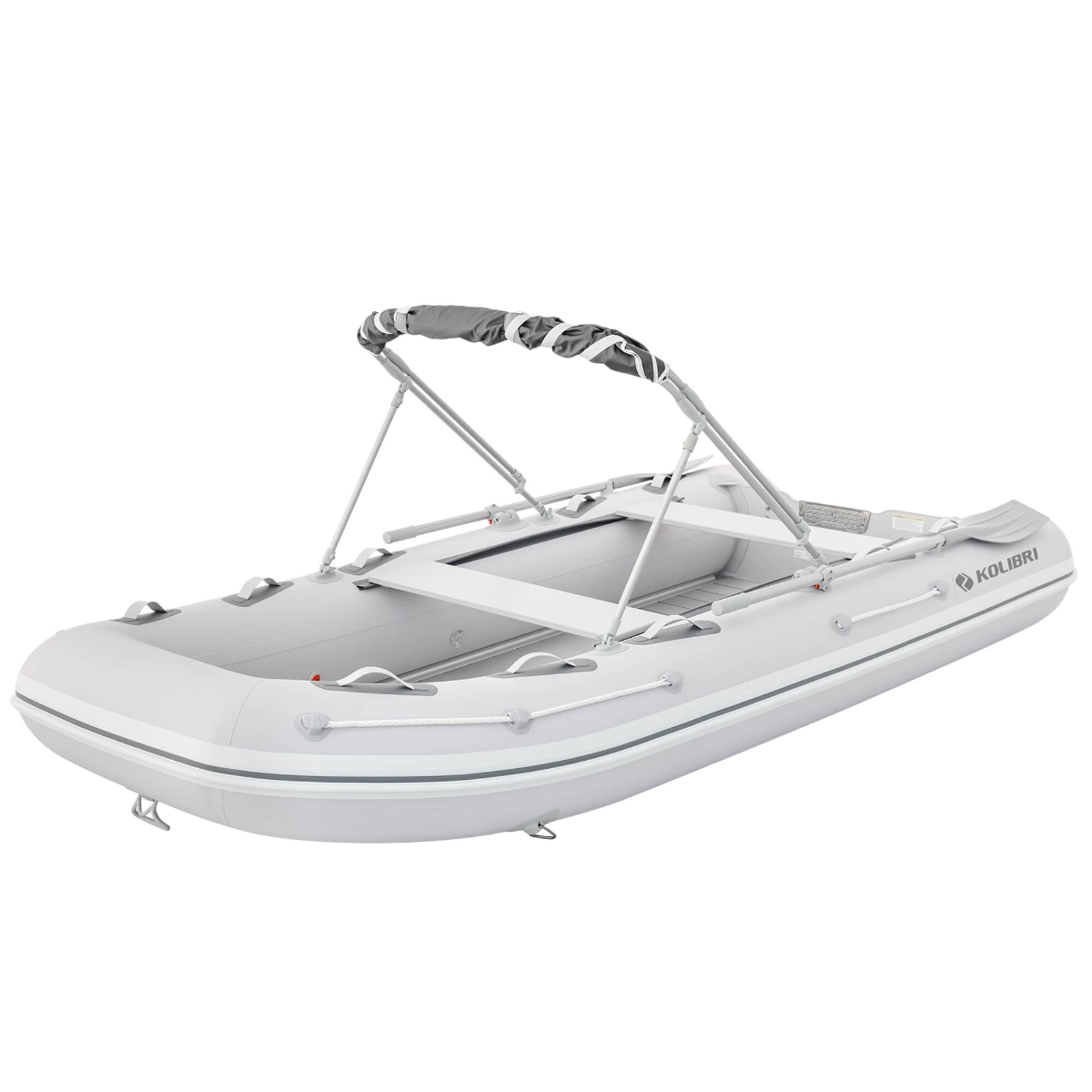 Inflatable boat Bimini top - Powder-coasted - NVequipment - cockpit /  aluminum frame / leather